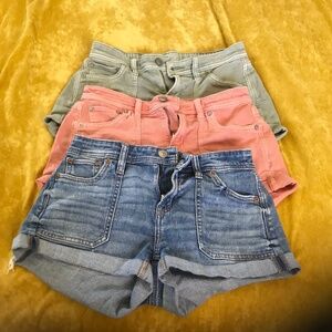 Lot of 3 pairs American Eagle Dreamy Drape Shorts, size 000, Brand New, no tags